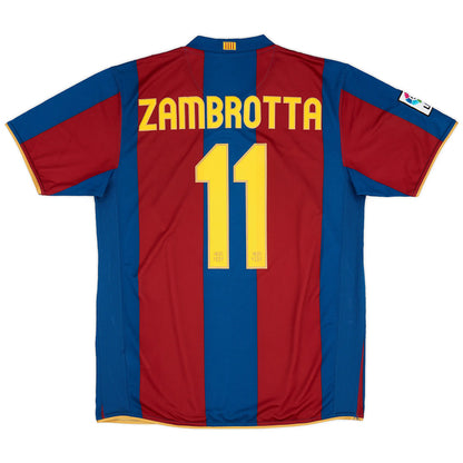 Zambrotta #11 Barcelona 2007/08 Retro Home Soccer Jersey