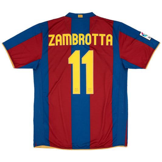 Maillot de Foot Rétro Domicile Zambrotta #11 Barcelone 2007/08