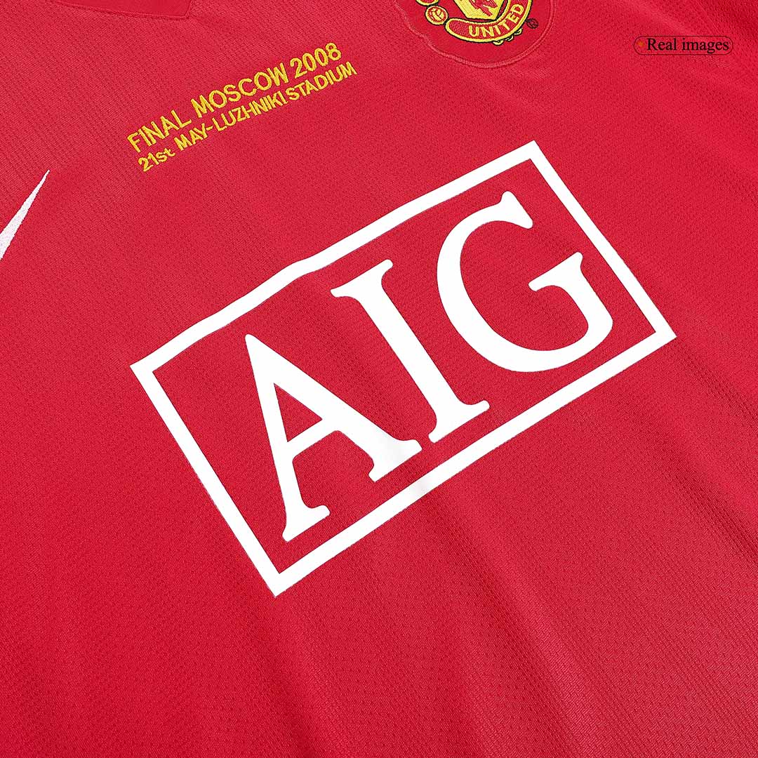 Manchester United 2007/08 Champions League Home Long Sleeve Retro Soccer Jersey - UCL Final