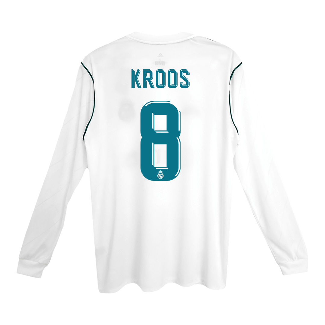 KROOS #8 Retro 2017/18 Real Madrid Home Long Sleeve Soccer Jersey