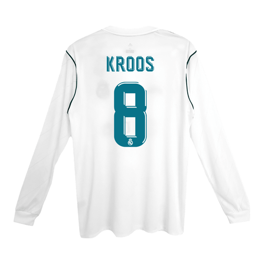 KROOS #8 Retro 2017/18 Real Madrid Home Long Sleeve Soccer Jersey