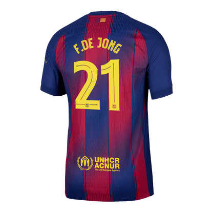 F.DE JONG #21 Barcelona Home Player Version Soccer Jersey 2025/26 - UCL