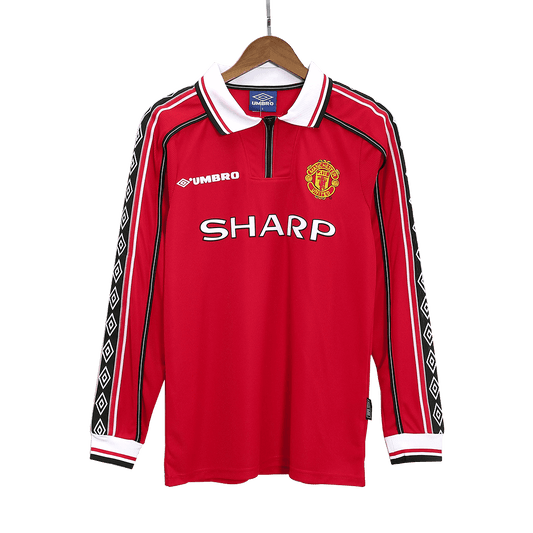 Manchester United 1998/99 Home Long Sleeve Retro Soccer Jersey