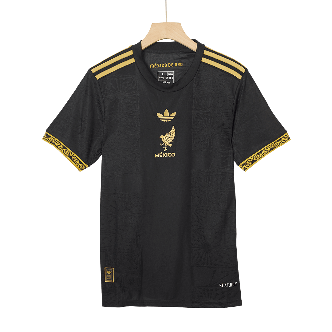 Mexico Third Away Player Version Soccer Jersey Kit (Jersey+Shorts) 2025 Black - Gold Cup