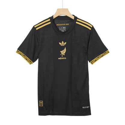 Mexico Third Away Player Version Soccer Jersey Kit (Jersey+Shorts) 2025 Black - Gold Cup