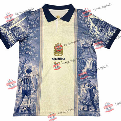 La Albiceleste Vintage Style Polo Soccer Jersey 2026 Blue
