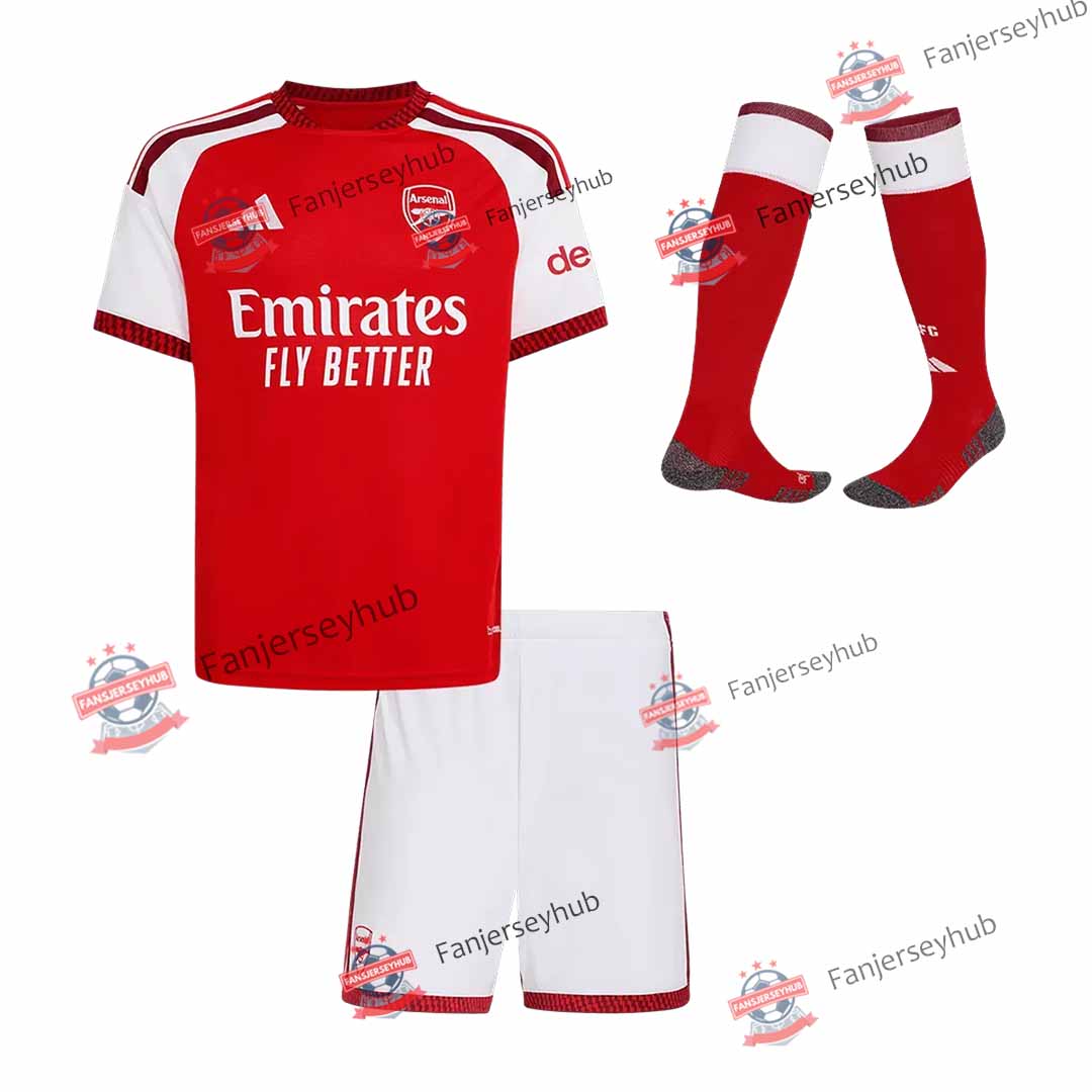 Gunners Kid's Home Soccer Jersey Kit (Jersey+Shorts) 2026/27 Red