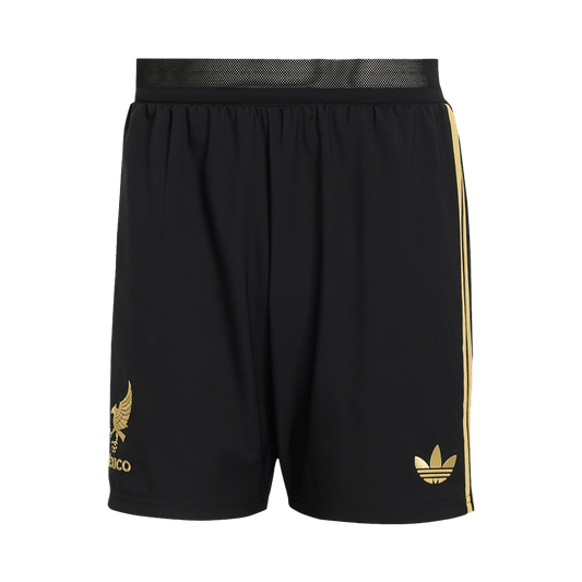 Mexico Third Away Player Version Soccer Shorts 2025 Black - Gold Cup