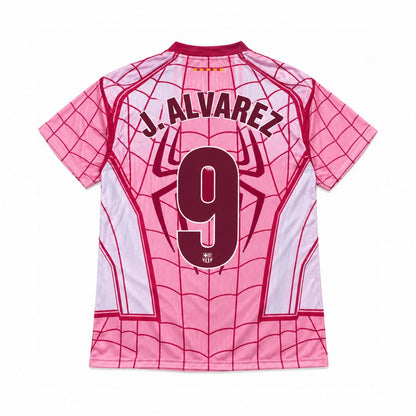 J. ALVAREZ #9 Blaugrana Spider Man Player Version Soccer Jersey 2026/27 Pink