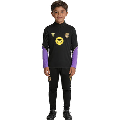 Survêtement enfant Barcelone à fermeture éclair 1/4 noir 2025/26