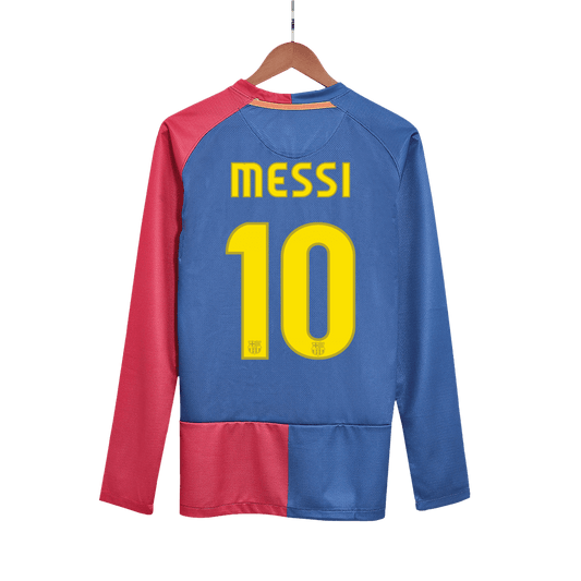 MESSI #10 Barcelona 2008/09 Home Long Sleeve Retro Soccer Jersey - UCL Final