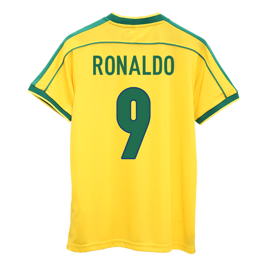 RONALDO #9 Retro 1998 Brazil Home Football Jersey - World Cup