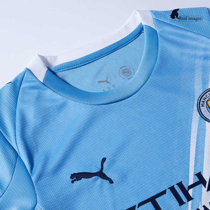 Manchester City Kid's Home Soccer Jersey Kit (Jersey+Shorts) 2025/26 Blue