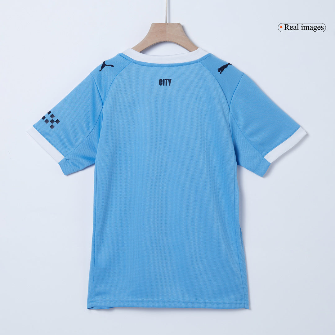 Manchester City Kid's Home Soccer Jersey Kit (Jersey+Shorts) 2025/26 Blue