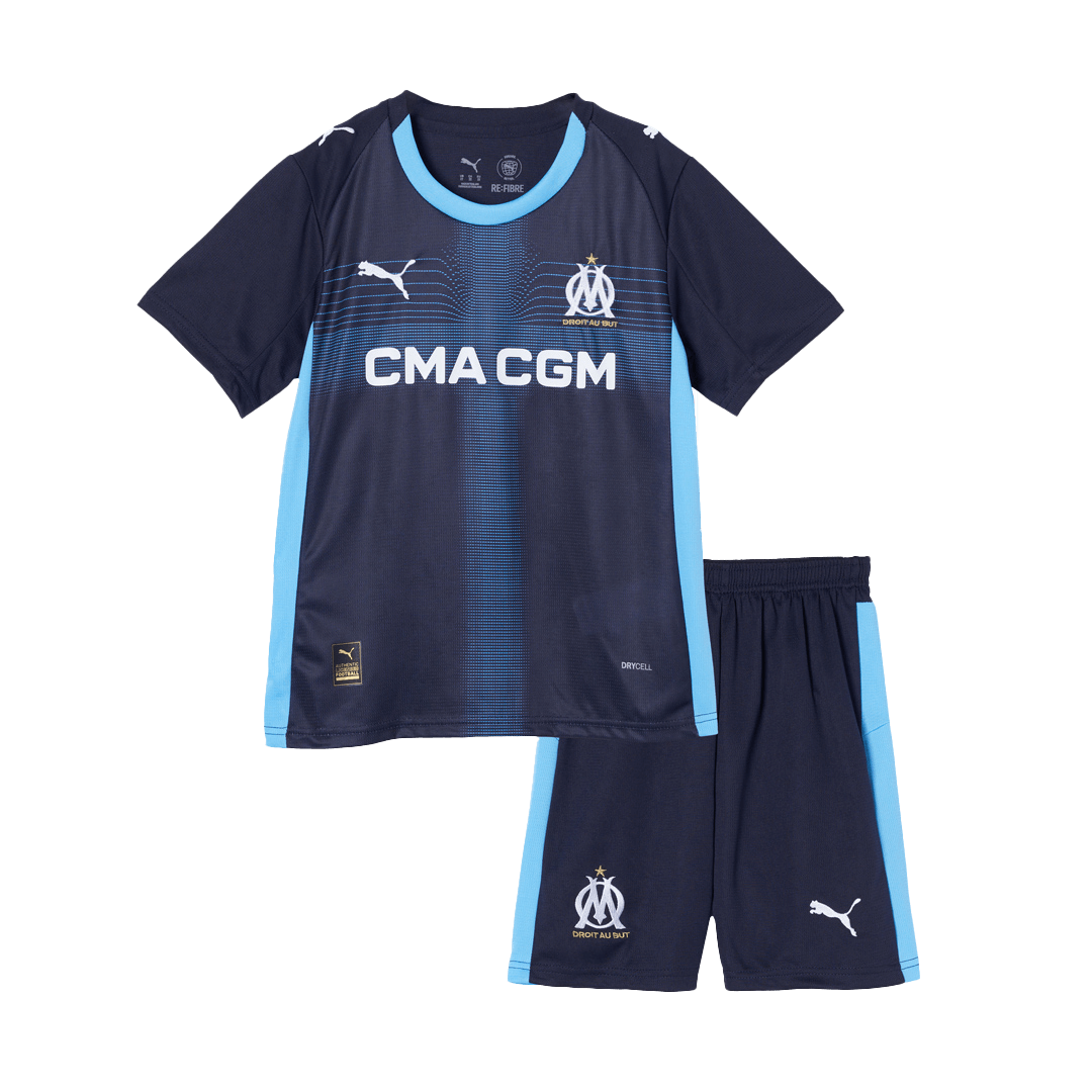 Marseille Kid's Away Kit - Jersey+Shorts 2025-26