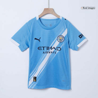 Manchester City Kid's Home Soccer Jersey Kit (Jersey+Shorts) 2025/26 Blue