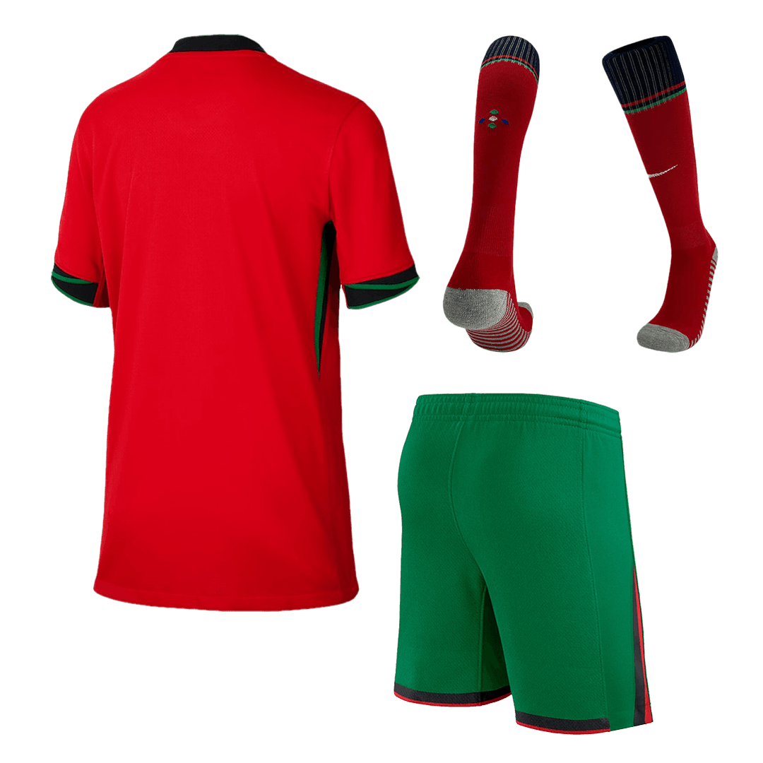 Portugal Kid's Home Football Jersey Kit (Jersey+Shorts+Socks) Euro 2024