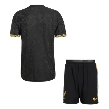 Mexico Third Away Player Version Soccer Jersey Kit (Jersey+Shorts) 2025 Black - Gold Cup
