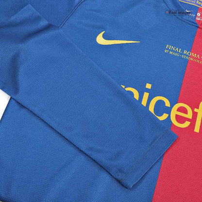Barcelona 2008/09 Home Long Sleeve Retro Soccer Jersey - UCL Final