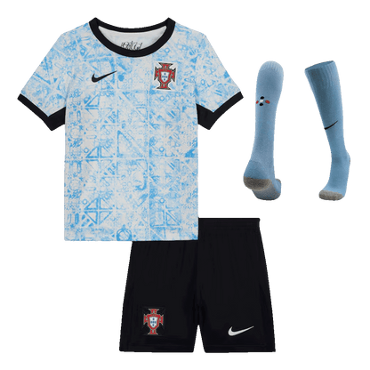 Portugal Kid's Away Football Jersey Kit (Jersey+Shorts+Socks) Euro 2024