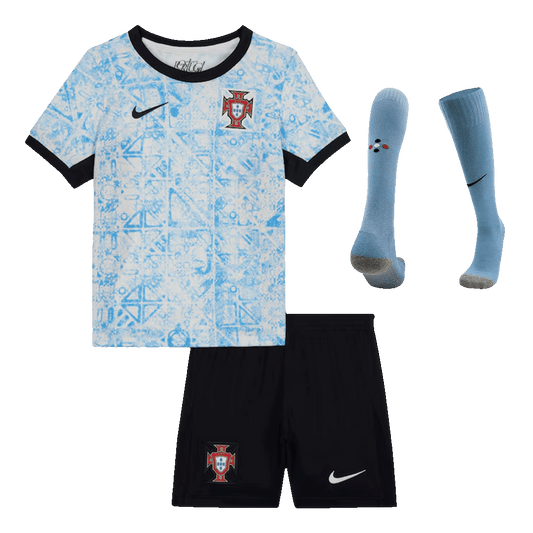 Portugal Kid's Away Football Jersey Kit (Jersey+Shorts+Socks) Euro 2024