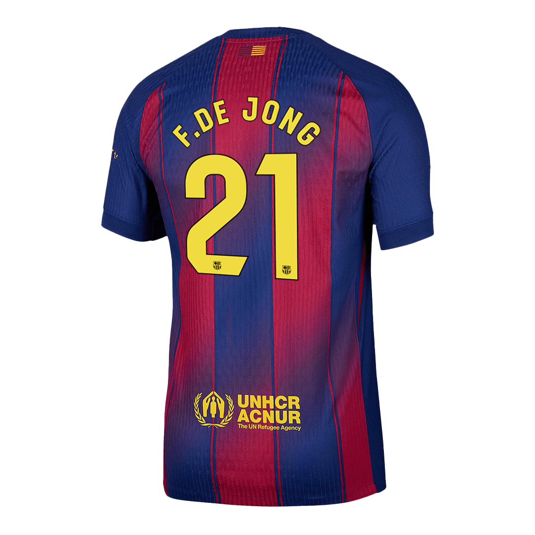 F.DE JONG #21 Barcelona Home Player Version Soccer Jersey 2025/26