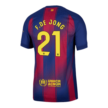 F.DE JONG #21 Barcelona Home Player Version Soccer Jersey 2025/26