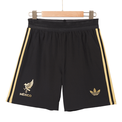 Mexico Third Away Player Version Soccer Shorts 2025 Black - Gold Cup