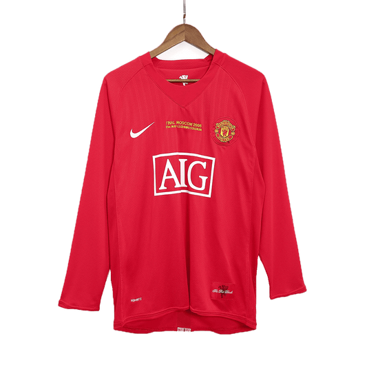 Manchester United 2007/08 Champions League Home Long Sleeve Retro Soccer Jersey - UCL Final