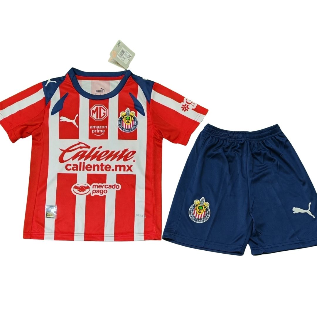Conjunto de fútbol Chivas para niños, temporada 2025/26 (camiseta + pantalón corto).