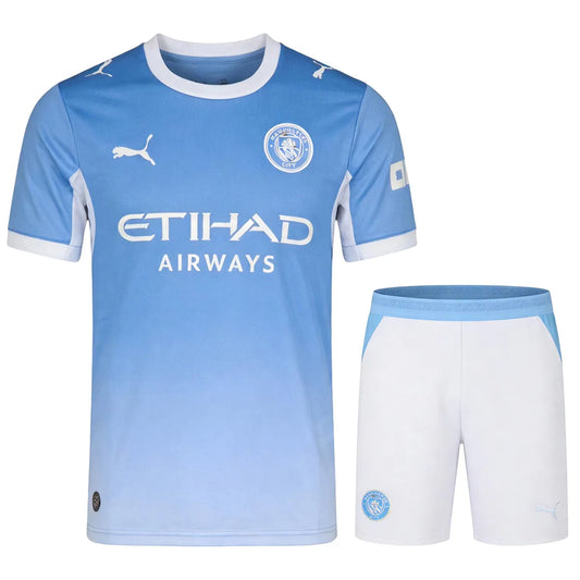 Equipación de fútbol del Manchester City (camiseta + pantalón corto) temporada 2025/26, azul
