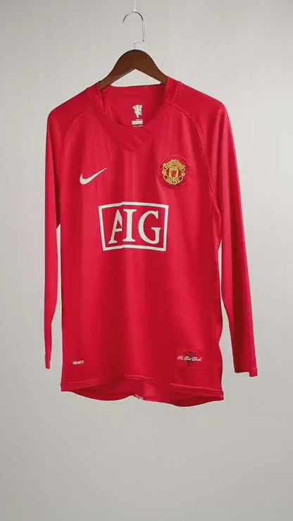 Camiseta retro de manga larga del Manchester United 2007/08, número 7 (local).