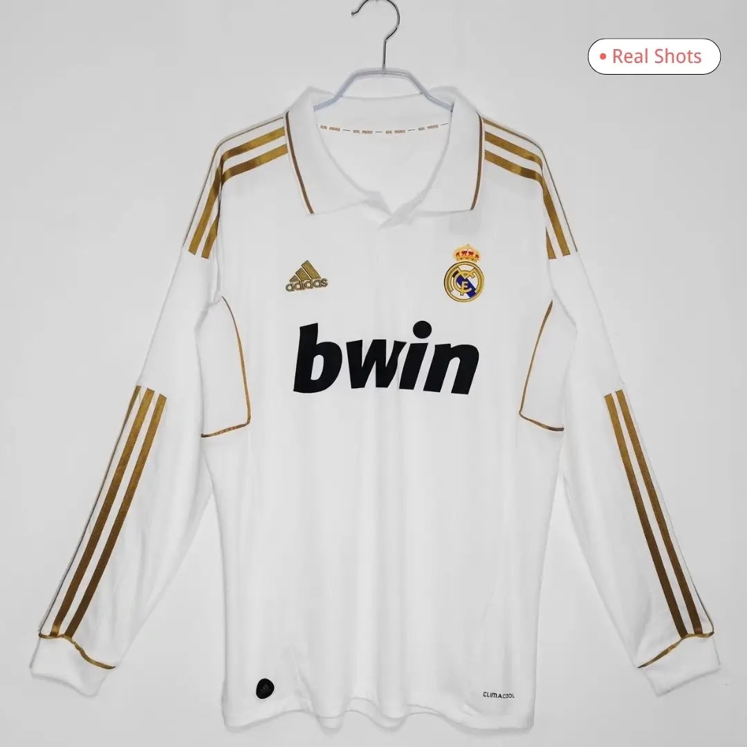 Real Madrid 2011/12 Home Long Sleeve Retro Soccer Jersey