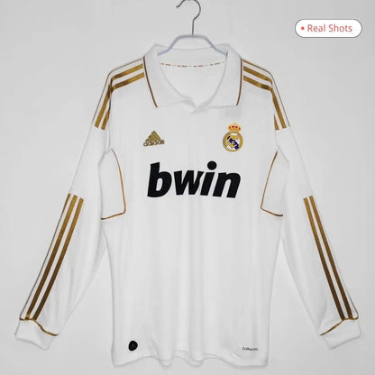 Real Madrid 2011/12 Home Long Sleeve Retro Soccer Jersey
