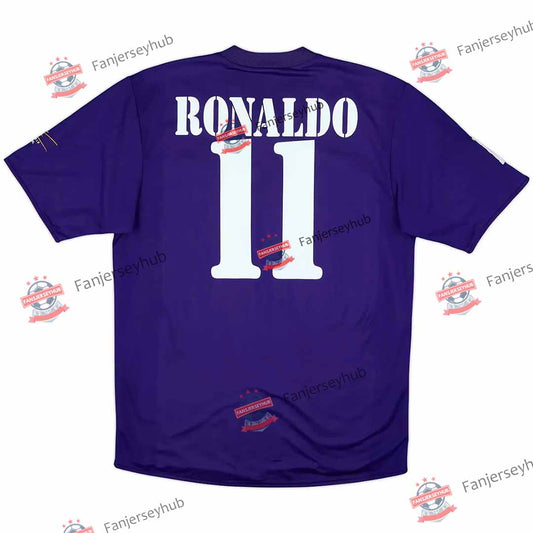 Maillot de football Ronaldo #11 Rétro 2002/03 Los Blancos Centenaire Troisième Maillot Extérieur